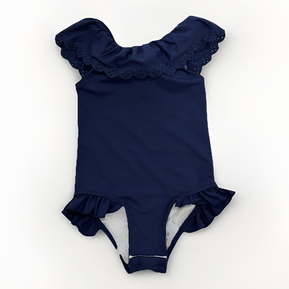 The Beaufort Bonnet Company Swimsuit Girls Size 2T TBBC Blue Eyelet One Piece
